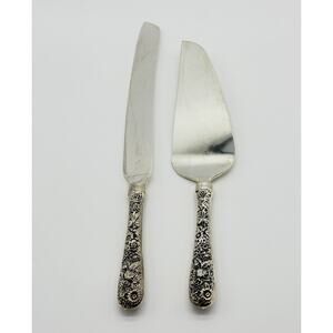 Godinger Silver Cake Knife & Cake Server American Silversmiths Collection Floral